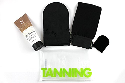 Self Tanner & Tanning Application Kit - Bundle of Sunless Tanning Lotion Made With Natural & Organic Ingredients, Exfoliation Mitt, Body and Face Applicator Glove for a Professional Self Tan