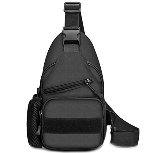 Selighting Mochila Militar Táctica Mochila de Bandolera Pecho Mochila Asalto Bolsa Deportiva de Hombro para Hombre para Correr, Senderismo, Ciclismo,Camping, Excursionismo (Negro)