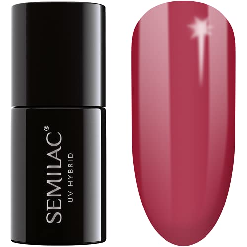 Semilac - Esmalte de uñas de gel de larga duración y fácil de aplicar, perfecto para usar en casa y para manicura y pedicura profesional, esmalte de uñas de gel, 7 ml, color rojo perlado (070)