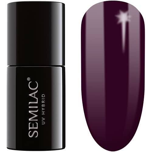 Semilac Esmalte de uñas de gel de larga duración y fácil de aplicar, perfecto para uso en casa y manicura y pedicura profesional, 7 ml, 099 Dark Purple Wine