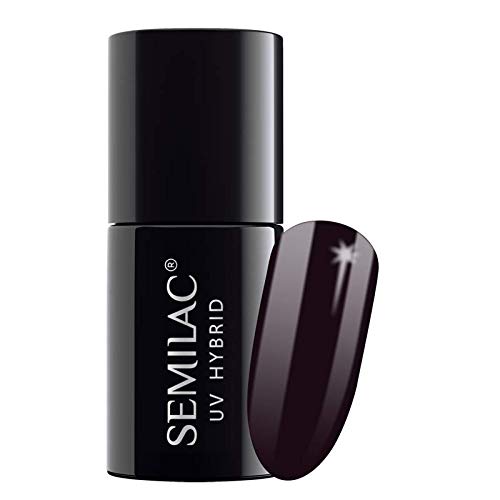 Semilac Esmalte de uñas de gel de larga duración y fácil de aplicar, perfecto para uso en casa y manicura y pedicura profesional, 7 ml, 100 Black Purple