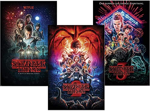 SET DE 3 POSTERS STRANGER THINGS 1, 2 y 3 (60 x 90 cm) + Un poster regalo sorpresa