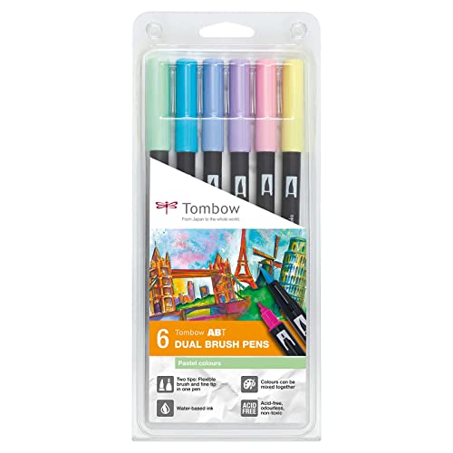 Set De 6 Rotuladores Dual Brush Colores Pastel Tombow