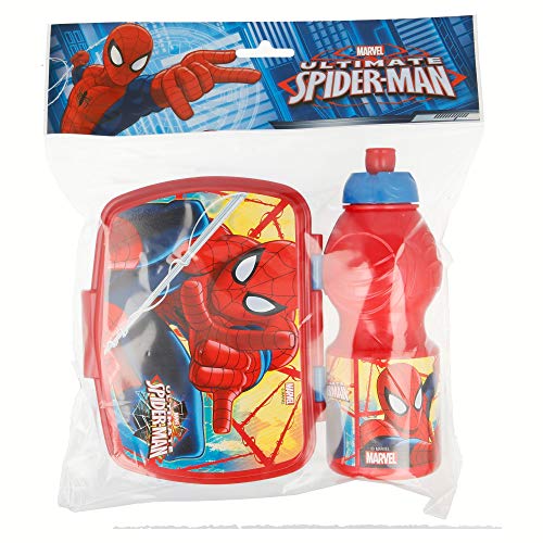 SET VUELTA AL COLE 2 PCS. (BOTELLA SPORT Y SANDWICHERA) SPIDERMAN RED WEBS