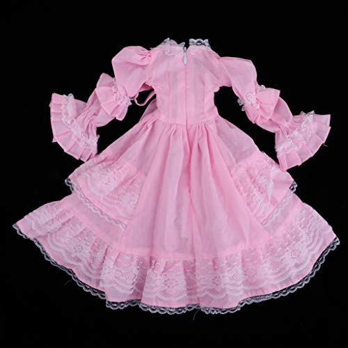 Sharplace Dulce Vestido de Manga Burbuja Princesa Ropa de Noche Disfraz con Banda de Cabello para 1/3 Muñecas Lolita - Rosado