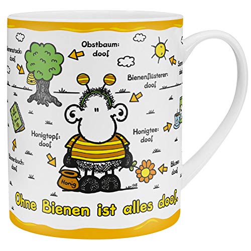 Sheepworld 46551 XL Bienen ist Alles doof, con semillas de flores silvestres, en caja de regalo, taza de porcelana, color blanco