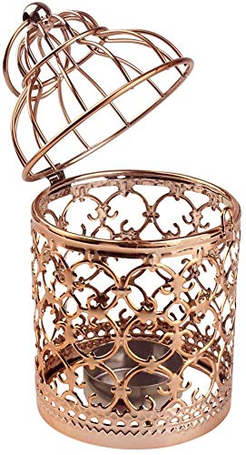 Shiwaki - Linterna Colgante de Jaula para pájaros de Metal Dorado Rosa, centros de Mesa Decorativos Vintage de Bodas y Fiestas, candelabros para Festivales, decoración del hogar