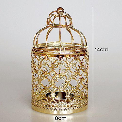 Shiwaki - Linterna Colgante de Jaula para pájaros de Metal Dorado Rosa, centros de Mesa Decorativos Vintage de Bodas y Fiestas, candelabros para Festivales, decoración del hogar