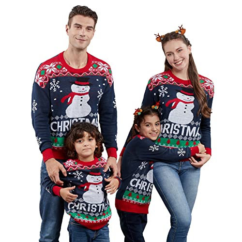 Shujin Conjunto de jersey de punto para hombre y mujer con diseño navideño de Navidad, Padre/Papá Noel, L