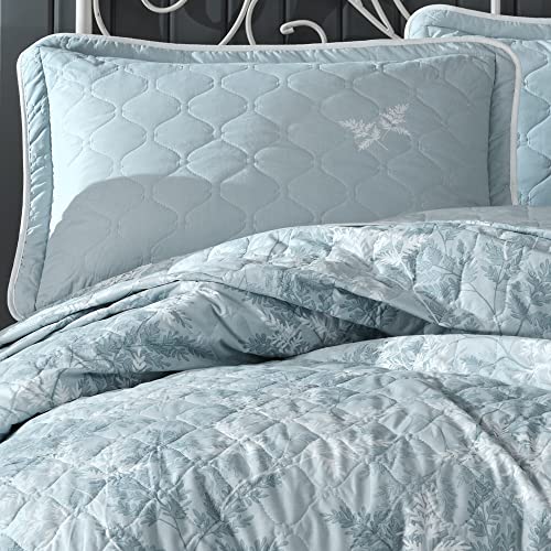 Sibiles - Colcha Bouti Algodón Turco Cama 135, 150, 160, y 180 Naturals Aqua (240x240 cm - Cama 135/150/160)