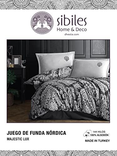 Sibiles - Funda Nórdica 100% Algodón Turco Cama 135, 150, 160, y 180 Majestic Luxury (240x240 cm - Cama 135/150)