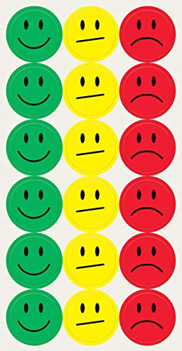 SIGEL MU171 Puntos adhesivos con Smileys para pizarras, puntos para marcar, de colores amarillo, verde, rojo, folio con perforación, Ø 2 cm, 180 unidades