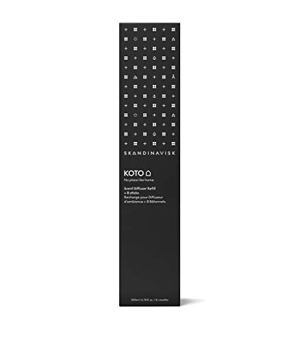 Skandinavisk KOTO 'Home' - Recambio difusor de aroma con 8 cañas y notas de fragancia: granos de vainilla y piel de naranja, ámbar y piel. 6 fl oz