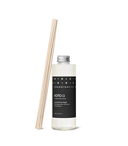 Skandinavisk KOTO 'Home' - Recambio difusor de aroma con 8 cañas y notas de fragancia: granos de vainilla y piel de naranja, ámbar y piel. 6 fl oz