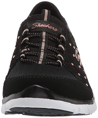 Skechers Gratis-High-Class, Zapatillas sin Cordones Mujer, Negro (BKRG Black Trubuck/Durabuck/Mesh/Rose Gold Trim), 36 EU