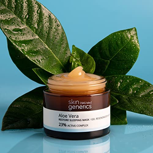 Skin Generics | Gel Facial Regenerador con Aloe Vera | 50ml | 23% Complejo Activo | Gel Facial Noche | Hidratante y Antioxidante | Evita la Deshidratación | Sin Parabenos ni Parafinas | 100% Vegano