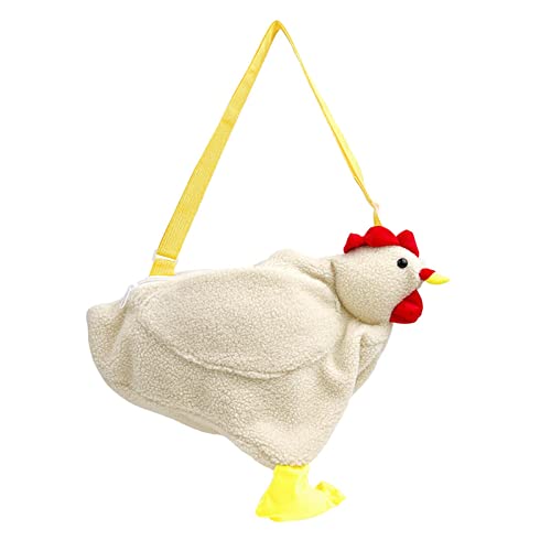 SM SunniMix Bolso de mano, bandolera escolar, informal, esponjoso, con gran, de felpa, suave, mensajero de gallina, bandolera de pollo, monedero, hija, beige