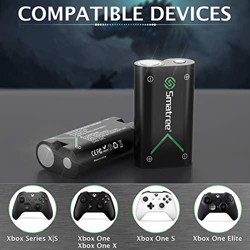 Smatree Batería de Controlador Xbox One, Xbox Series X/ S, Batería Recargable & Cargador de Batería Dual para Xbox One, Xbox One Elite, Xbox One S, Xbox One X, Xbox Series X, Xbox Series S