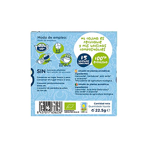 Smileat - Bolsitas Ecológicas de Infusión Pequeña Tripita, Ingredientes Naturales, Para Bebés a Partir de los 6 Meses - Pack de 15 Bolsitas - 300ml