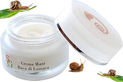 Snail Green Crema de manos con alantoína, vitamina F, glicerina, malva, lanolina, moco de caracol, para micro heridas, aspereza, deshidratación de la piel, Made in Italy