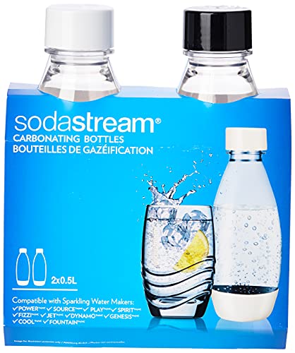 sodastream 3000047 - Lote de 2 Botellas para máquina de Bebidas gaseosas (0,5 L), Color Blanco y Negro