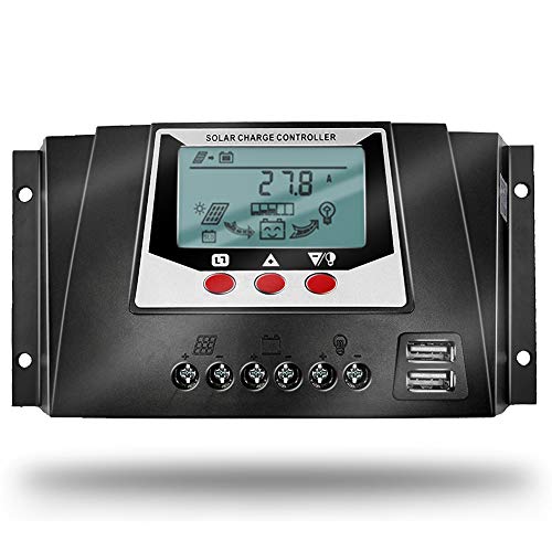 SolaMr 30A Controlador Solar de Carga 12V/24V/36V/48V Voltaje de Identificación Automática Regulador Inteligente con Pantalla LCD para Sistemas Solares Domésticos - WP3048D