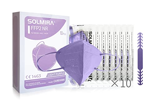 SOLMIRA Mascarillas FFP2 NR Homologadas,Color Lila, 10 Unidades, CE1463 EN 149:2001 + A1:2010