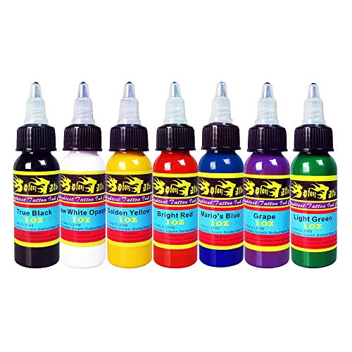 Solong Tattoo 7 Unidades Tinta de Tatuaje Pigmento Básicos Colores de Tatuaje 1 OZ 30 ml/Botella Tinta Kit Para Tatuar Materiales Para Tatuar TI301-30-7