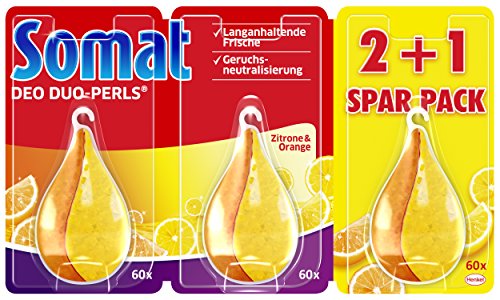 Somat Deo Duo Perls Limón y naranja 2 Plus 1 Pack de ahorro máxima 180 lavados Ampolla, 6 pack (6 x 17 g)