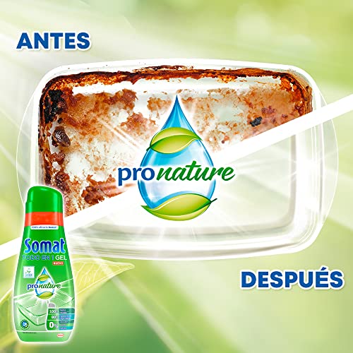 Somat Todo en 1 Gel Pronature Detergente Lavavajillas 60 Dosis (pack de 4, total: 240 lavados), jabón lavavajillas con gran poder de limpieza para ciclos cortos, vajilla brillante