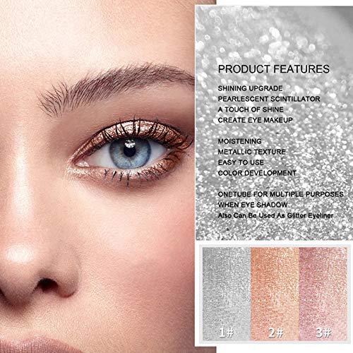 Sombras De Ojos Brillantes De Diamante YINGEE Sombra De Ojos Líquida De Larga Duración Brillante Impermeable Liquid Eyeshadow Lentejuelas Delineador De Ojos Maquillaje De Ojos (01)