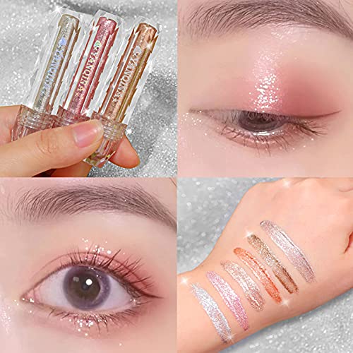 Sombras De Ojos Brillantes De Diamante YINGEE Sombra De Ojos Líquida De Larga Duración Brillante Impermeable Liquid Eyeshadow Lentejuelas Delineador De Ojos Maquillaje De Ojos (01)