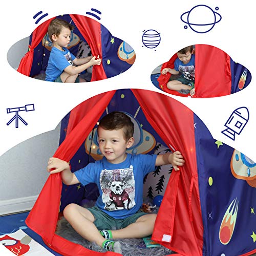 SONGMICS Tienda de Campaña Infantil, Carpa Infantil Plegable, Casa de Juegos para Interiores y Exteriores, Pop-up Portátil, Tienda con Bolsa de Transporte, Regalo para Niños, Azul , LPT01BU