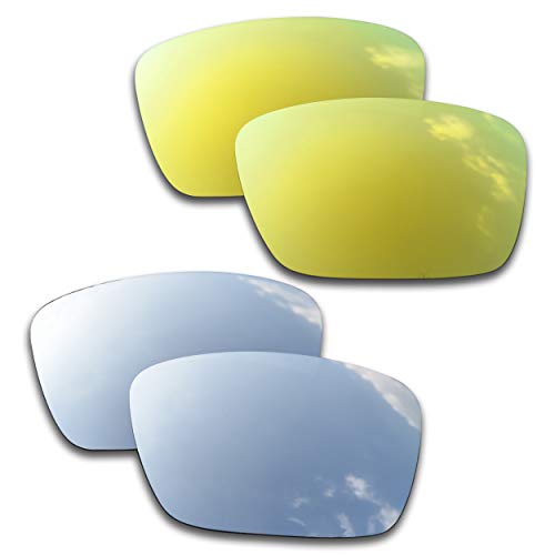SOODASE Para Oakley Fuel Cell Gafas de sol Dorado/Plata 2 Pares Lentes de repuesto polarizadas