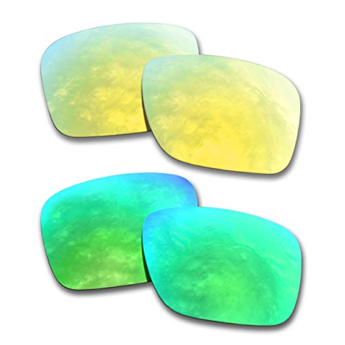SOODASE Para Oakley Holbrook Gafas de sol Dorado/Verde 2 Pares Lentes de repuesto polarizadas