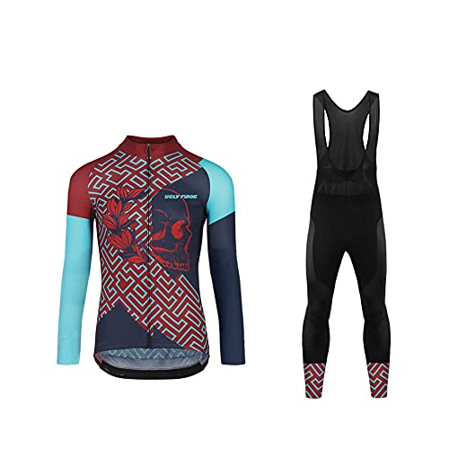 Sports Wear Conjunto Ciclismo Moda Mujer Invierno Fleece 20D Cojín Pantalones Larga Thermo Lana Malliot de Ciclismo Ropa de Ciclista Bodies Anti-frío FAXBNMujer02