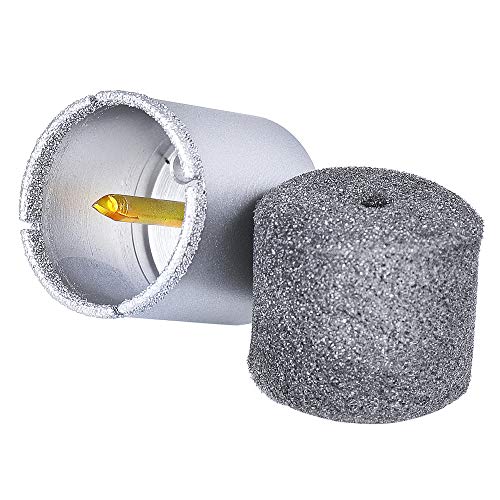 S&R Broca Sierra Corona diamantada 35 mm para Baldosas Cerámicas Mármol Granito Gres fino. Con esponja, broca central. Vastago redondo para destornilladores inalámbricos