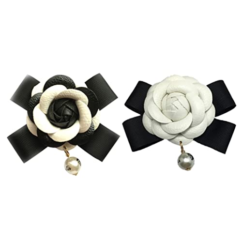 Sraeriot Arco Floral Broche Vintage Camelia Flor Bowknot Pin Pin DIY PhoneCase Accesorios 2.4 Pulgadas Blanco, Broche de Flores de Camelia