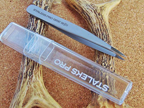 STALEKS PRO Pinza para cejas EXPERT 10 TIPO 5 (punto) Profesional Acero Inoxidable Afilado Manual