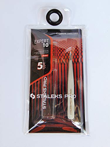 STALEKS PRO Pinza para cejas EXPERT 10 TIPO 5 (punto) Profesional Acero Inoxidable Afilado Manual