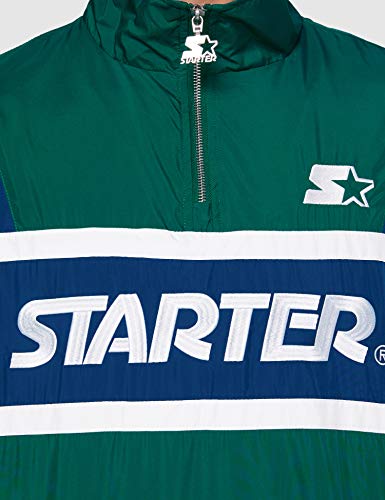 STARTER BLACK LABEL Half Zip Jacket Chaqueta calentadora, Verde Retro, Azul y Blanco, M para Hombre