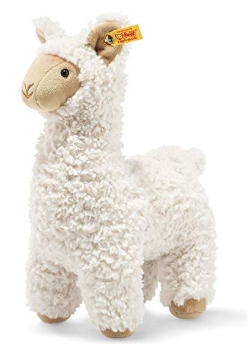 Steiff Original Lama Soft Cuddly Friends Leandro, Aprox. 23 cm, Marca Botón im Ohr, Amigo de Peluche para bebés Desde el Nacimiento, Color Beige (69543)