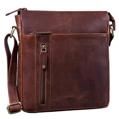 STILORD 'Brady' Bolsa de Mensajero Mariconera Mujeres Hombre Cuero Pequeño Vintage para Bolsito Bolsa de Hombro o Bandolera Piel Auténtico, Color:Porto - marrón