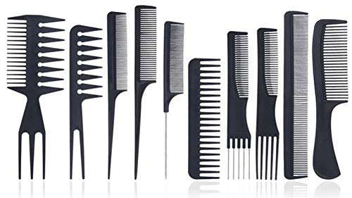 Styling Comb Set - 10pcs Peluquería profesional Peine de fibra de carbono Salon Hair Styling Peluquería Peluquería Combs conjunto, Unisex, juego de peluquería Peluquería Peine Resistente al calor