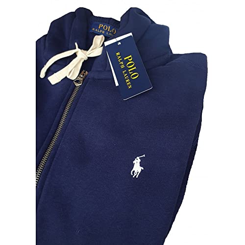 Sudadera con capucha de algodón y forro polar para hombre, Crucero azul marino, M