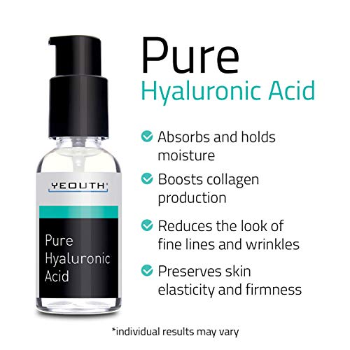 Suero Ácido Hialurónico Facial YEOUTH - Fórmula 100% pura para el antienvejecimiento! (2oz)