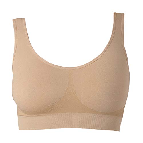 Sujetador Básico para Mujeres | Sin Costuras Sin Aros | El Confort Bra (wellbra_sngl)(XL, Beige)