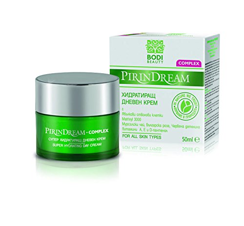 Super Hydrating Anti-Wrinkle Day Cream with PhytoCellTecTM Apple Stem Cells, Matrixyl, Mursala Tea, Bulgarian Rose & Red Clover Extracts Paraben Free 50ml by Pirin Dream