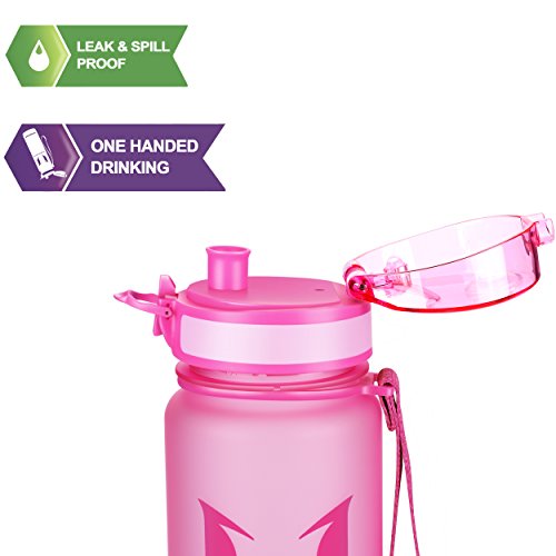 Super Sparrow Botella de Agua Deportiva - 1000ml - Sin BPA (Mate- Rosa)