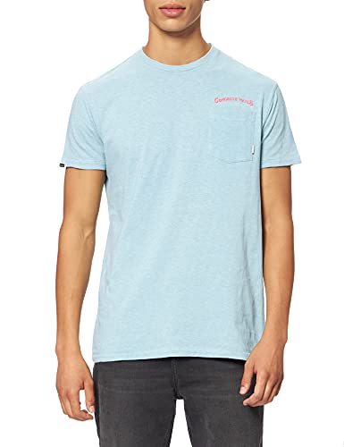 Superdry M1011010a La Beach SFG-Té de Bolsillo, Azul Celeste, XL para Hombre